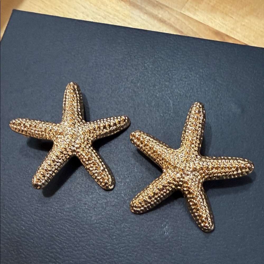 Gold Starfish Decorative Accent Earrings